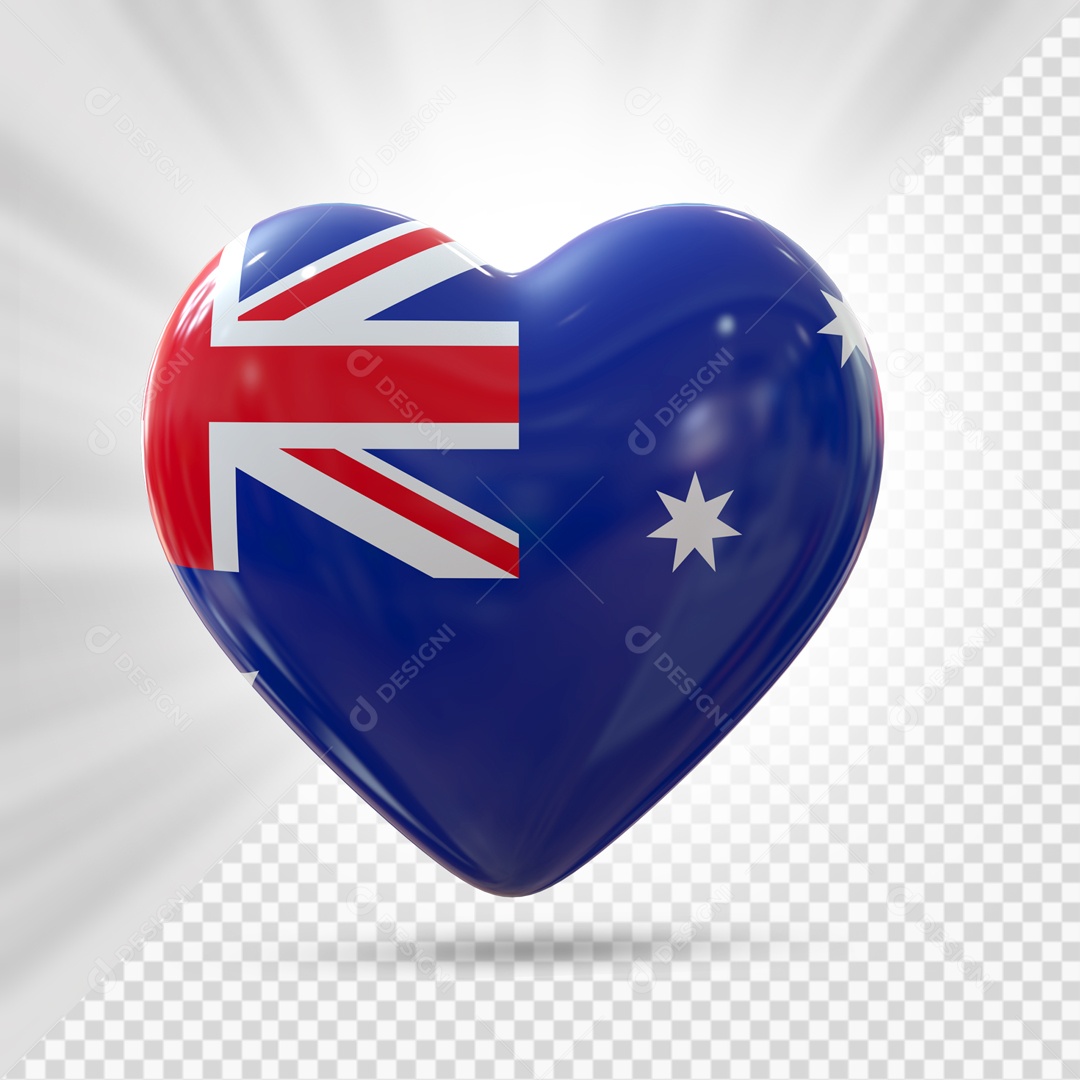 Coração Com A Bandeira Da Austrália Elemento 3D PSD