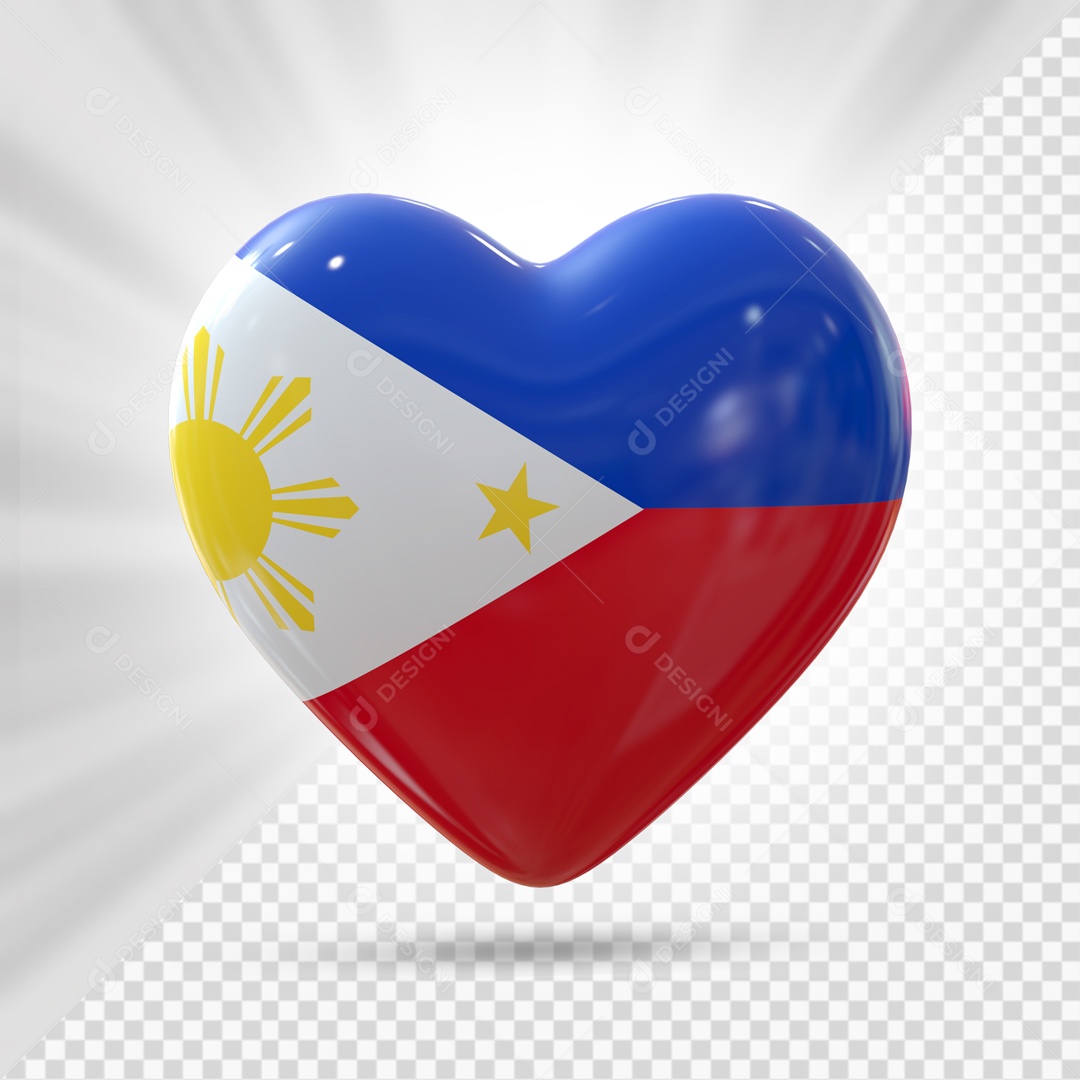 Coração Com A Bandeira Da Filipinas Elemento 3D PSD