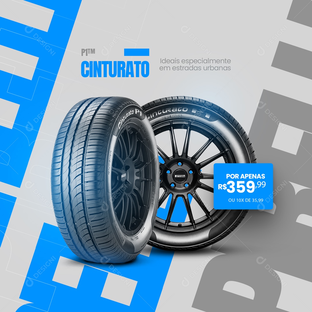 Pneu Cinturado P1 Loja de Pneus Social Média PSD Editavel