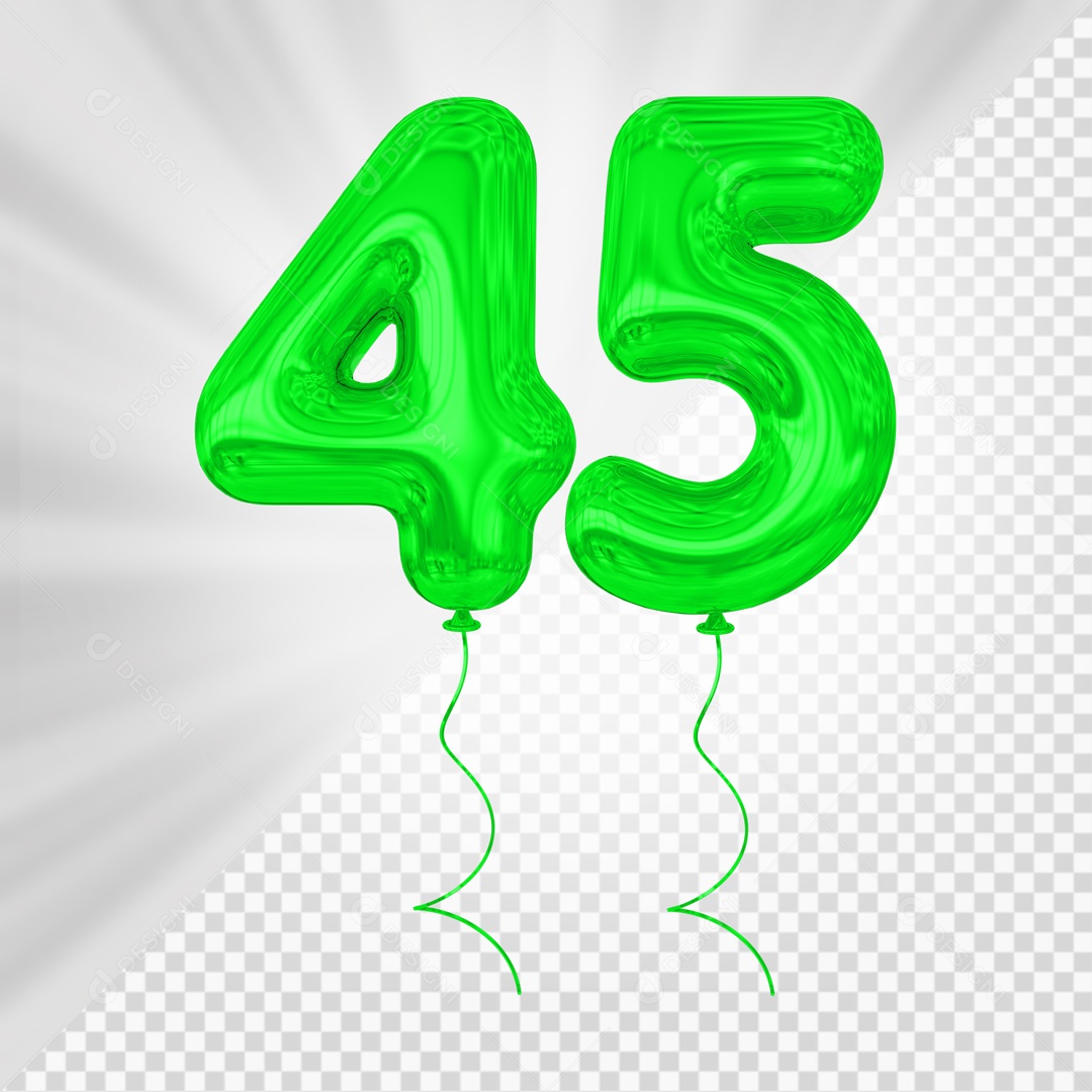 Balão De Festa Verde De Número 45 Elemento 3D Para composição PSD