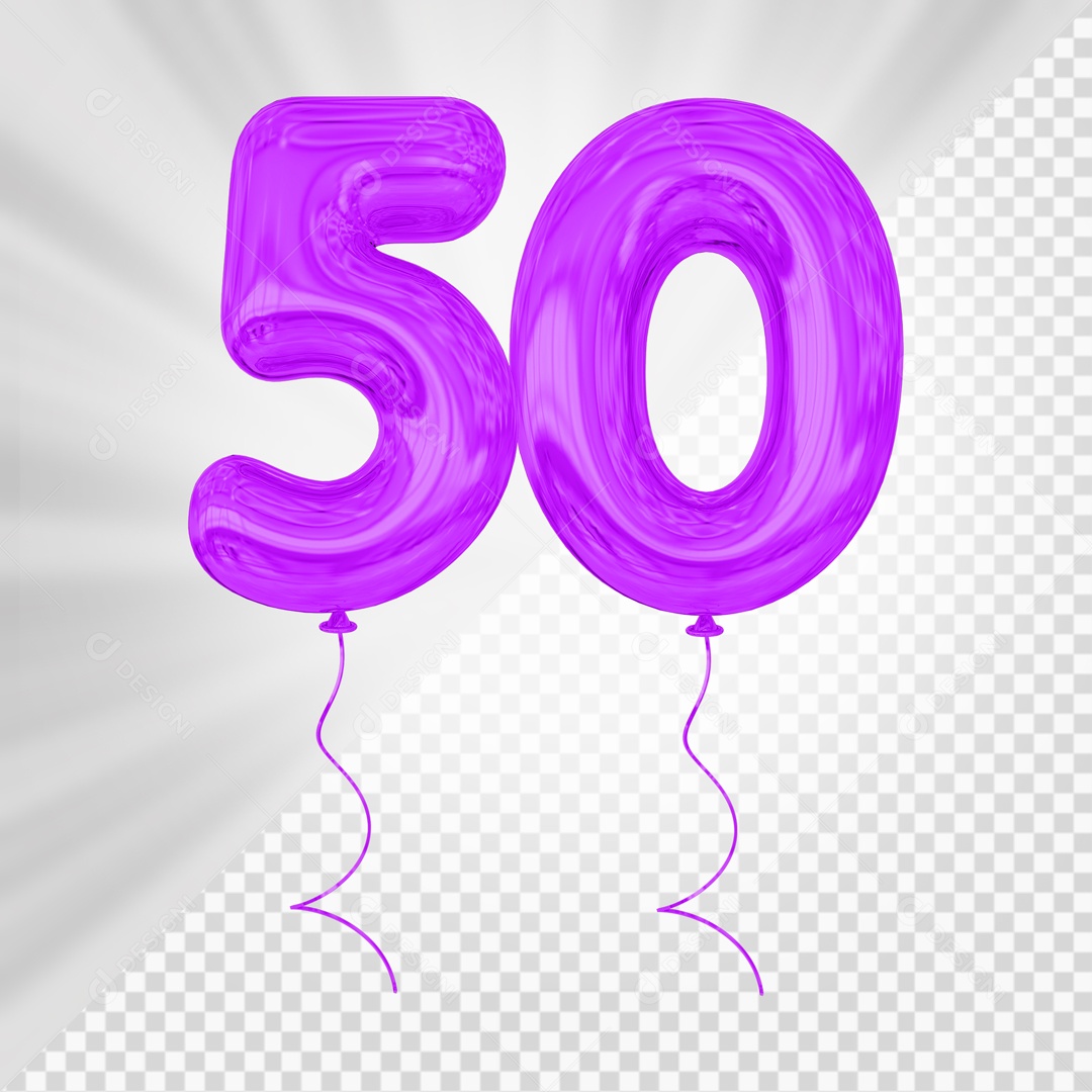 Balão De Festa Roxo De Número 50 Elemento 3D Para composição PSD