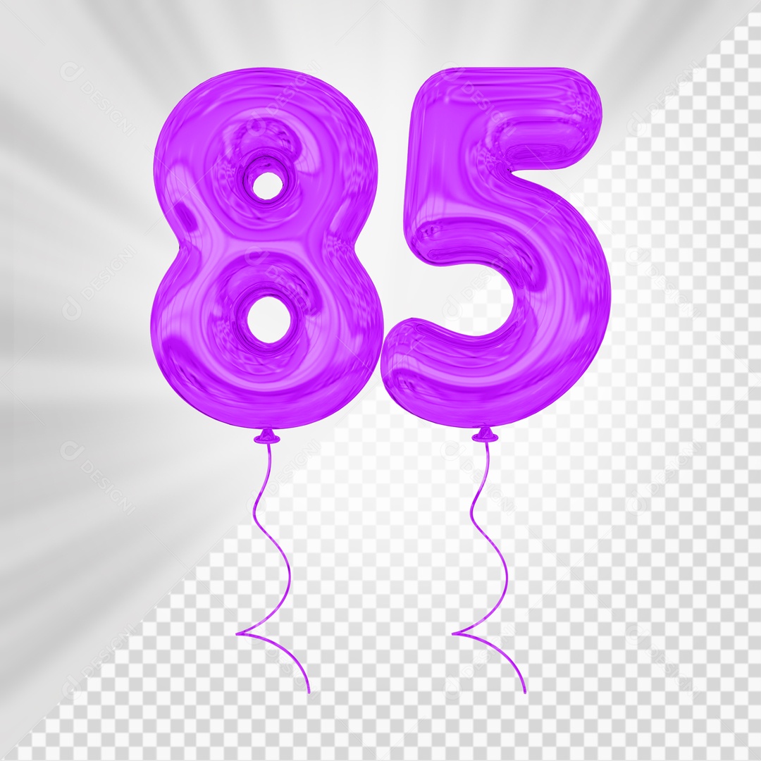 Balão De Festa Roxo De Número 85 Elemento 3D Para composição PSD