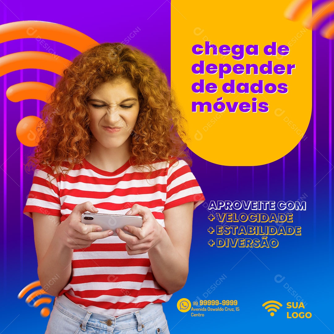 Chega de Depender de Dados Móveis Social Media PSD Editável