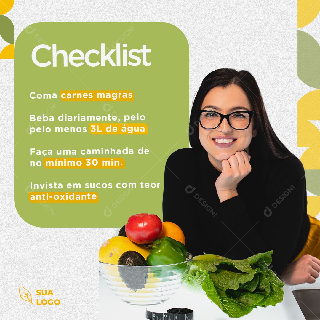 Checklist Nutricionista Venha Conferir Social Media PSD Editável