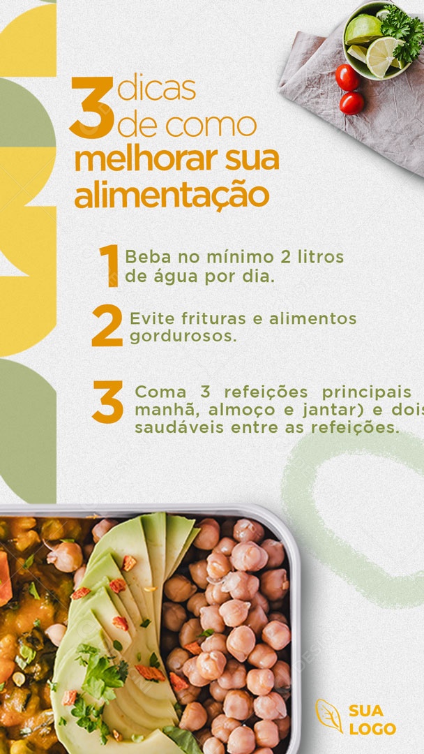 Story 3 Dicas Para Melhorar Sua Alimentação Social Media PSD Editável