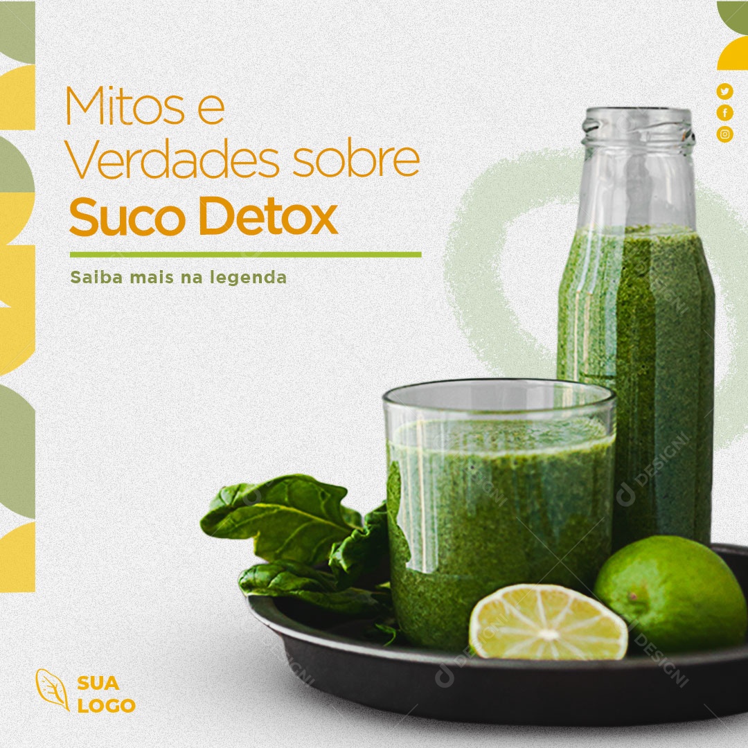 Mitos e Verdades Sobre Suco Detox Social Media PSD Editável