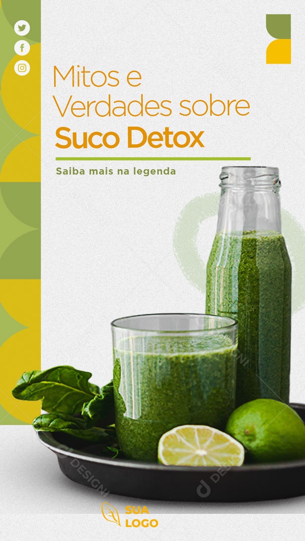 Story Mitos e Verdades Sobre Suco Detox Social Media PSD Editável