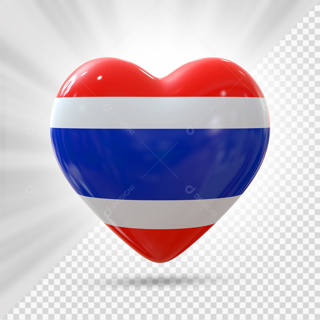 Coração Com A Bandeira Da Tailândia Elemento 3D PSD