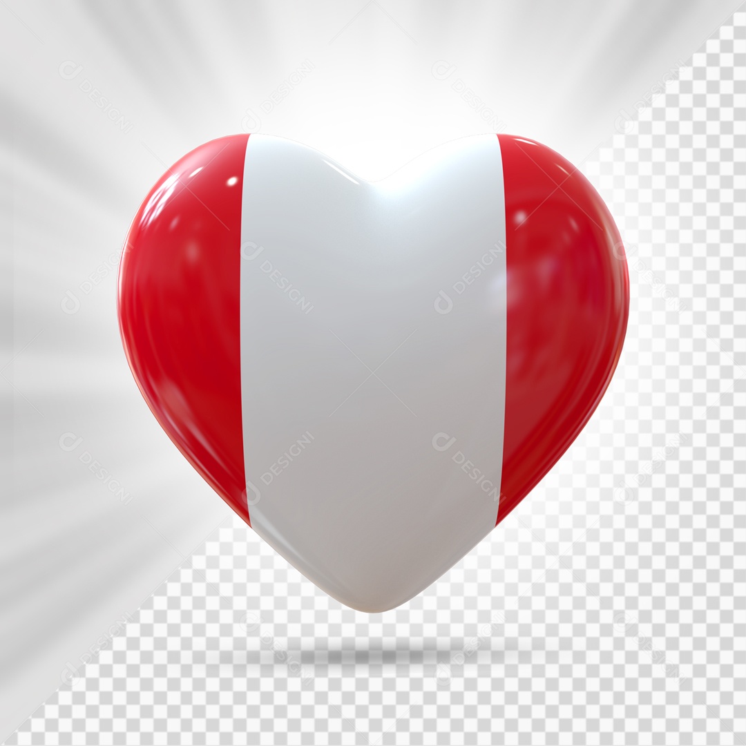 Coração Com A Bandeira Do Peru Elemento 3D PSD