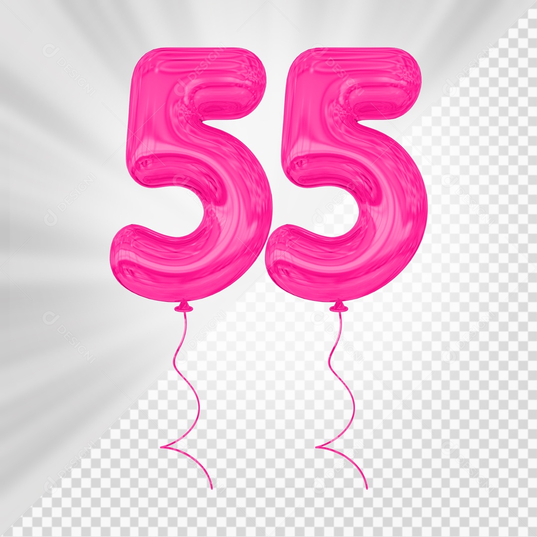 Balão De Festa Rosa De Número 55 Elemento 3D Para composição PSD
