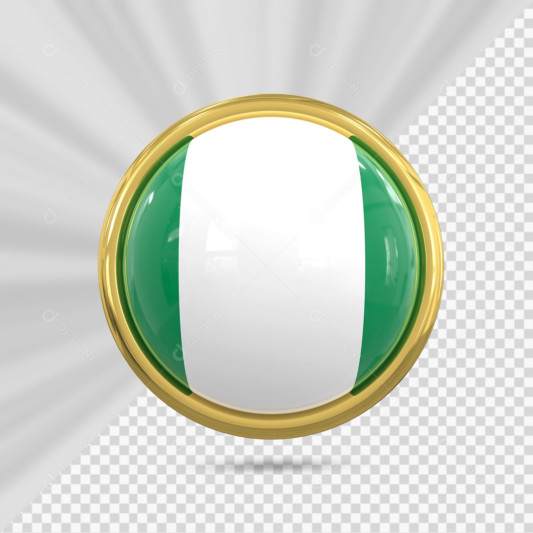 Bandeira Da Nigéria No Ícone Redondo Elemento 3D PSD