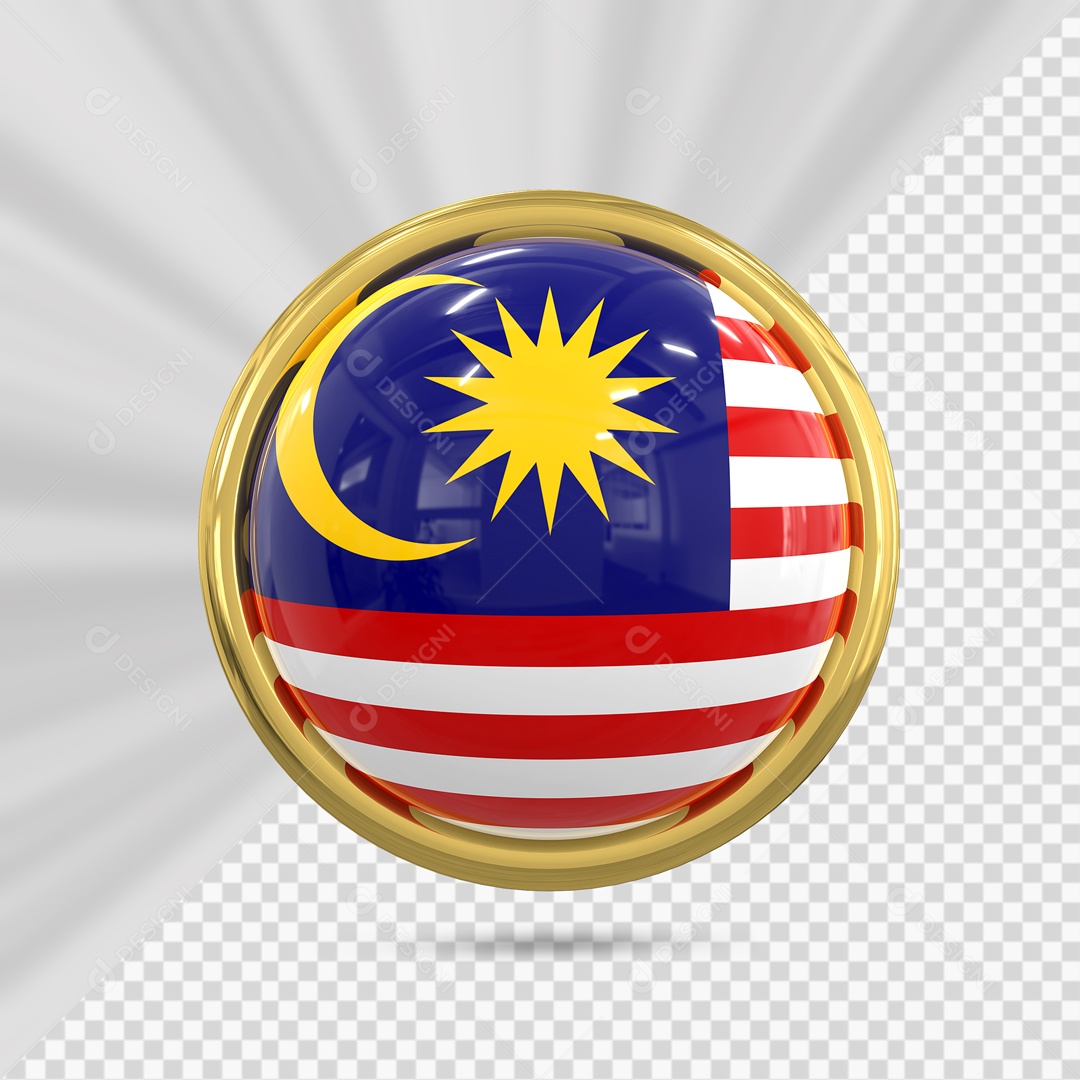 Malaysian Flag On Round Icon 3D PSD Element
