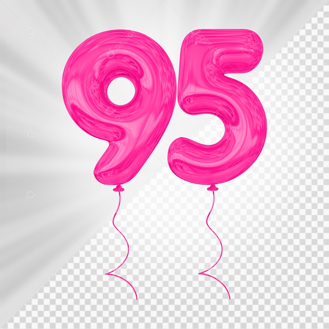 Balão De Festa Rosa De Número 95 Elemento 3D Para composição PSD