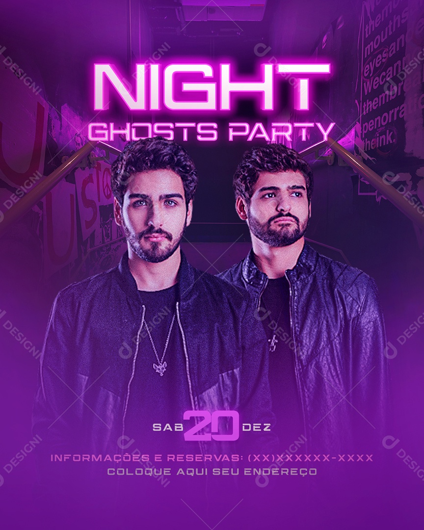 Flyer Night Ghosts Party Social Media PSD Editável
