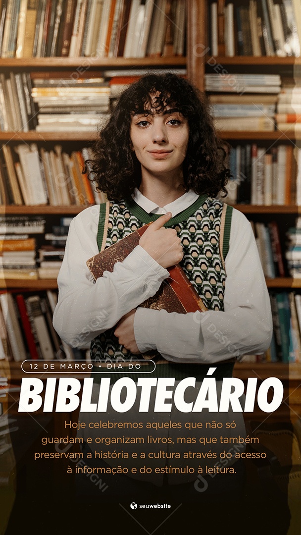 Story Dia do Bibliotecário 12 de Março Social Media PSD Editável