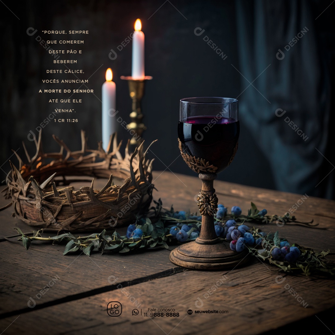 Porque Sempre Que Comerem Deste Pão e Beberem Deste Cálice Vocês Anunciam a Morte do Senhor Até Que Ele Venha Social Media PSD Editável