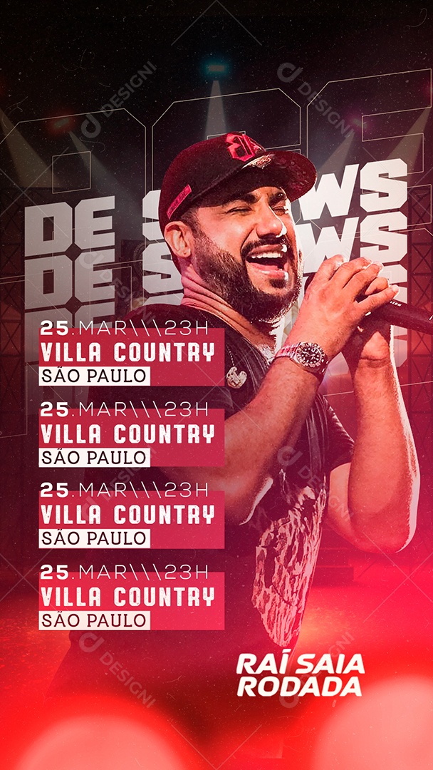 Story Agenda De Shows Raí Saia Rodada Flyer Social Media PSD Editável