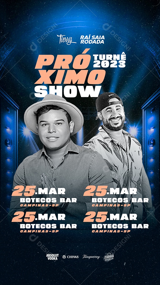 Story Próximo Show Turnê 2023 Tierry Raía Saia Rodada Flyer Social Media PSD Editável