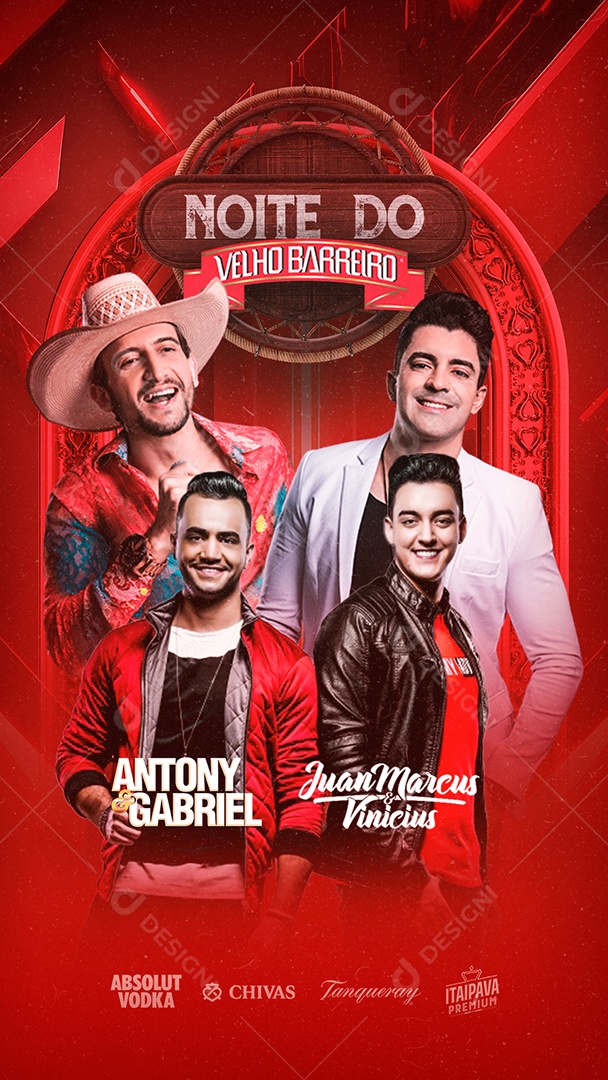 Story Noite Do Velho Barreiro Antony & Gabriel Juan Marcus & Vinicius Flyer Social Media PSD Editável