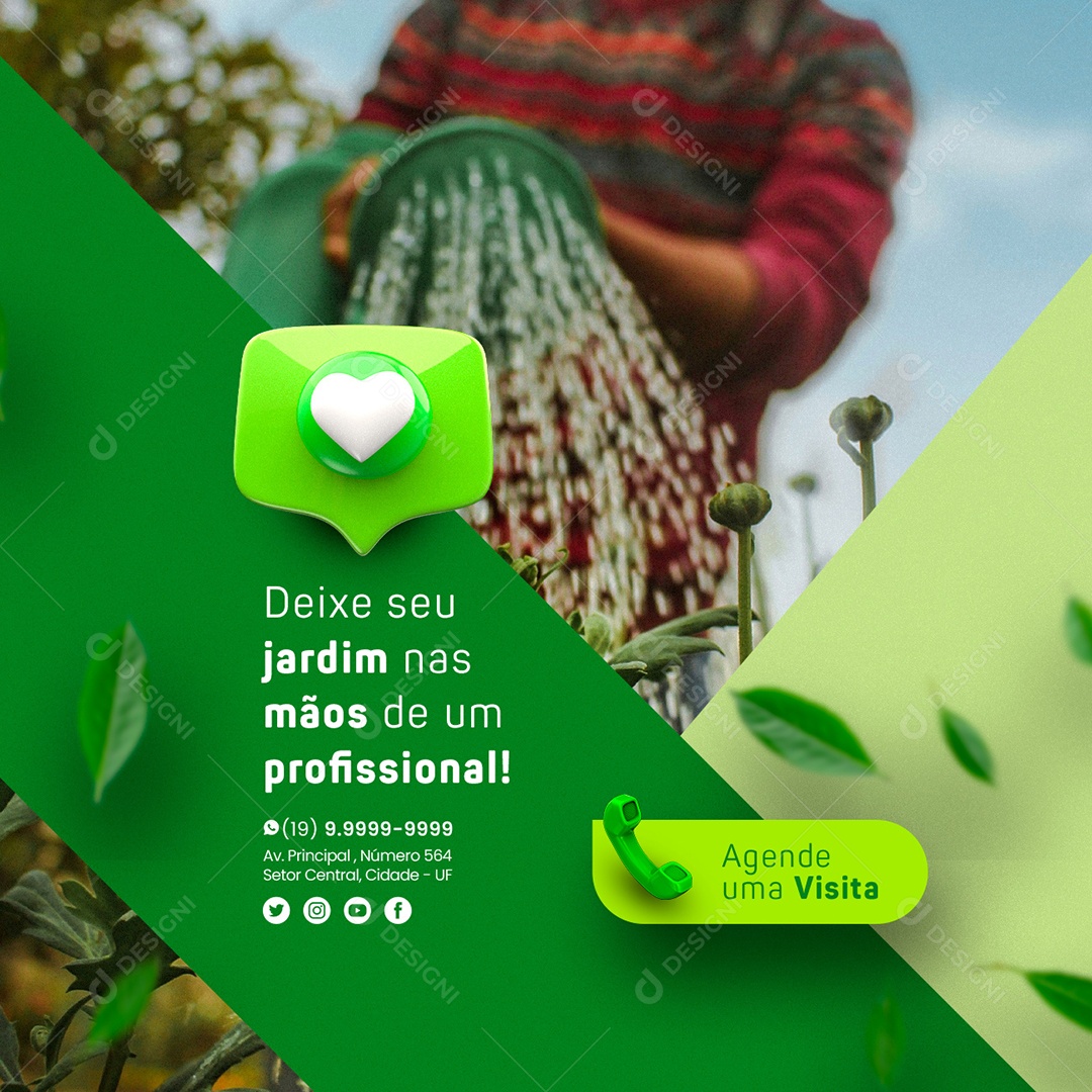 Deixe Seu Jardim Nas Mãos De Um Profissional Jardinagem Social Media PSD Editável