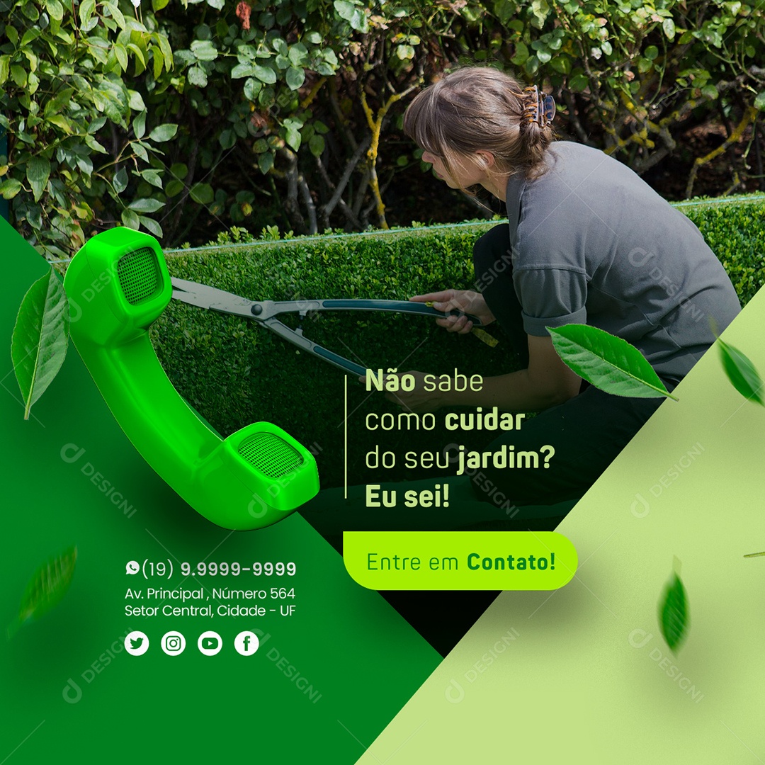 Não Sabe Como Cuidar Do Seu Jardim Eu Sei Jardinagem Social Media PSD Editável