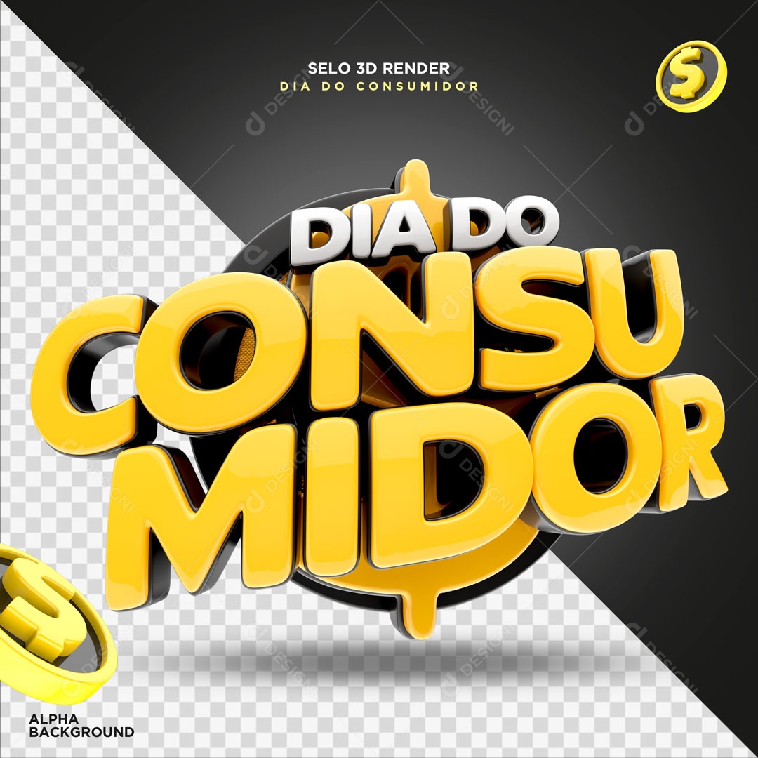 Selo 3D Para Composição Dia do Consumidor PSD