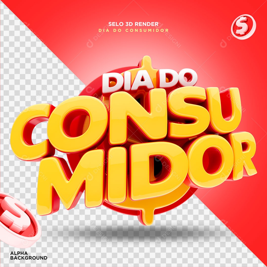 3D Seal For Consumer Day Composition PSD