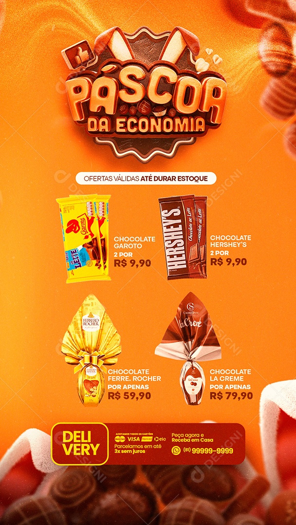 Story Encarte Páscoa Da Economia Ovos e Chocolates Social Media PSD Editável