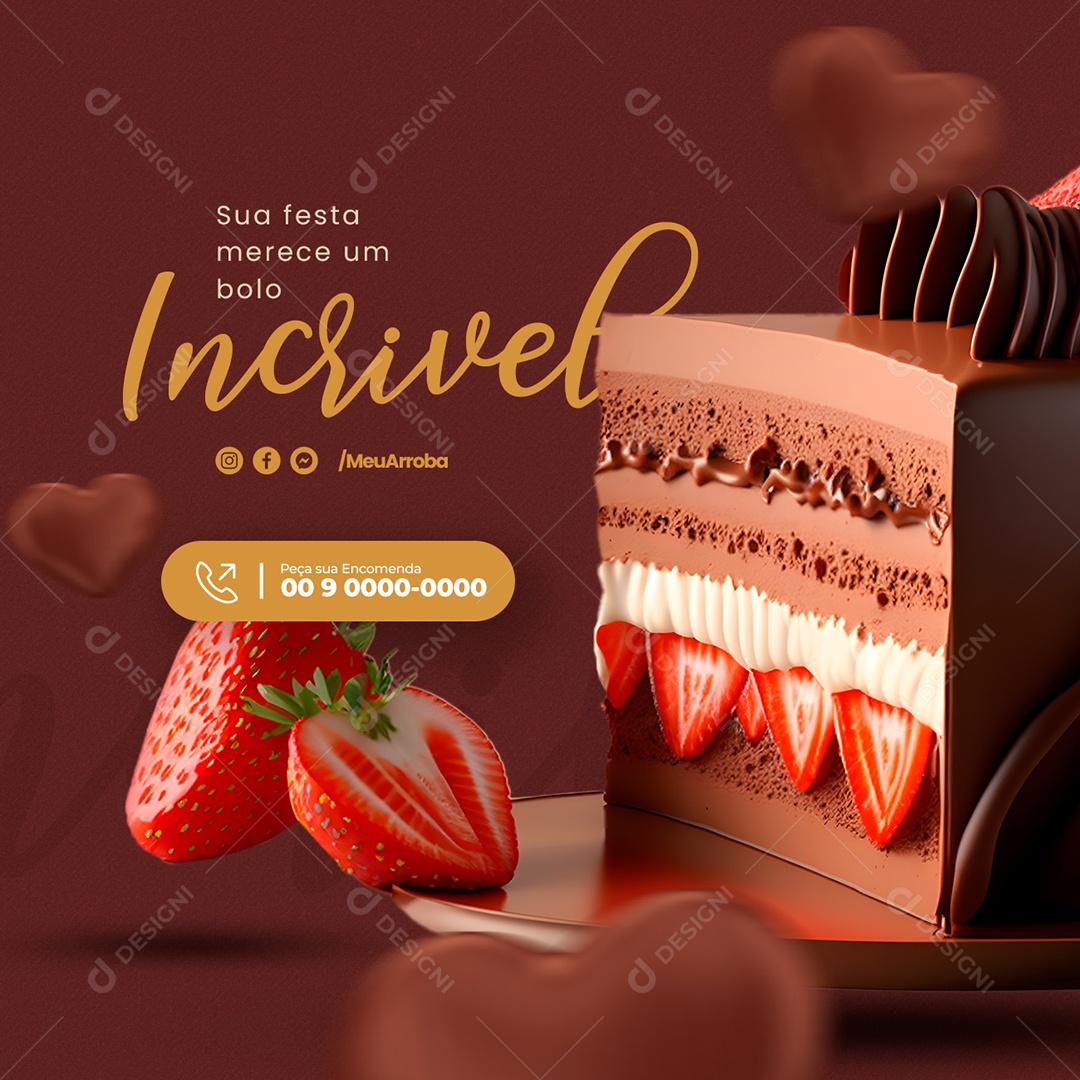Sua Festa Merece Um Bolo Incrivel Boleira Social Media PSD Editável