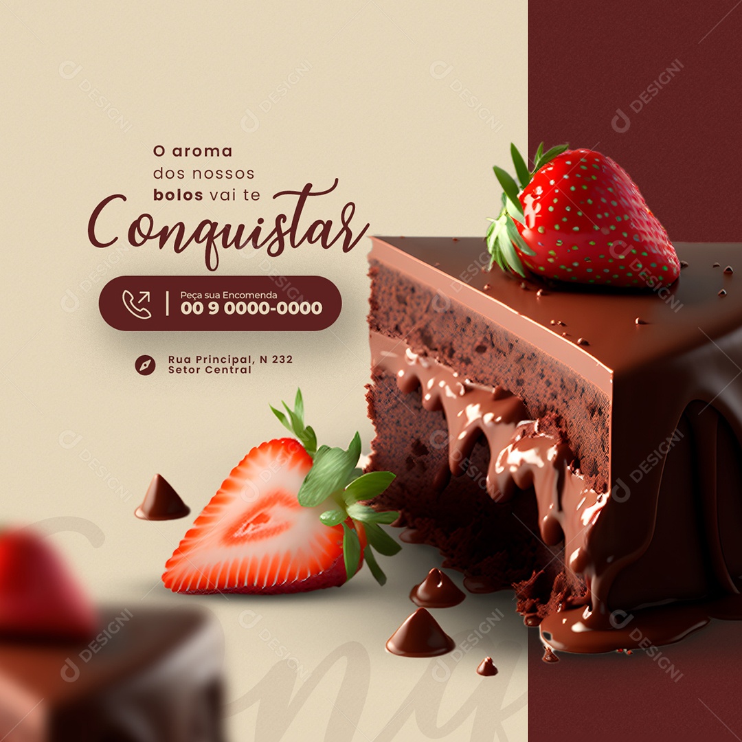 O Aroma Dos Nossos Bolos Vai Te Conquistar Boleira Social Media PSD Editável