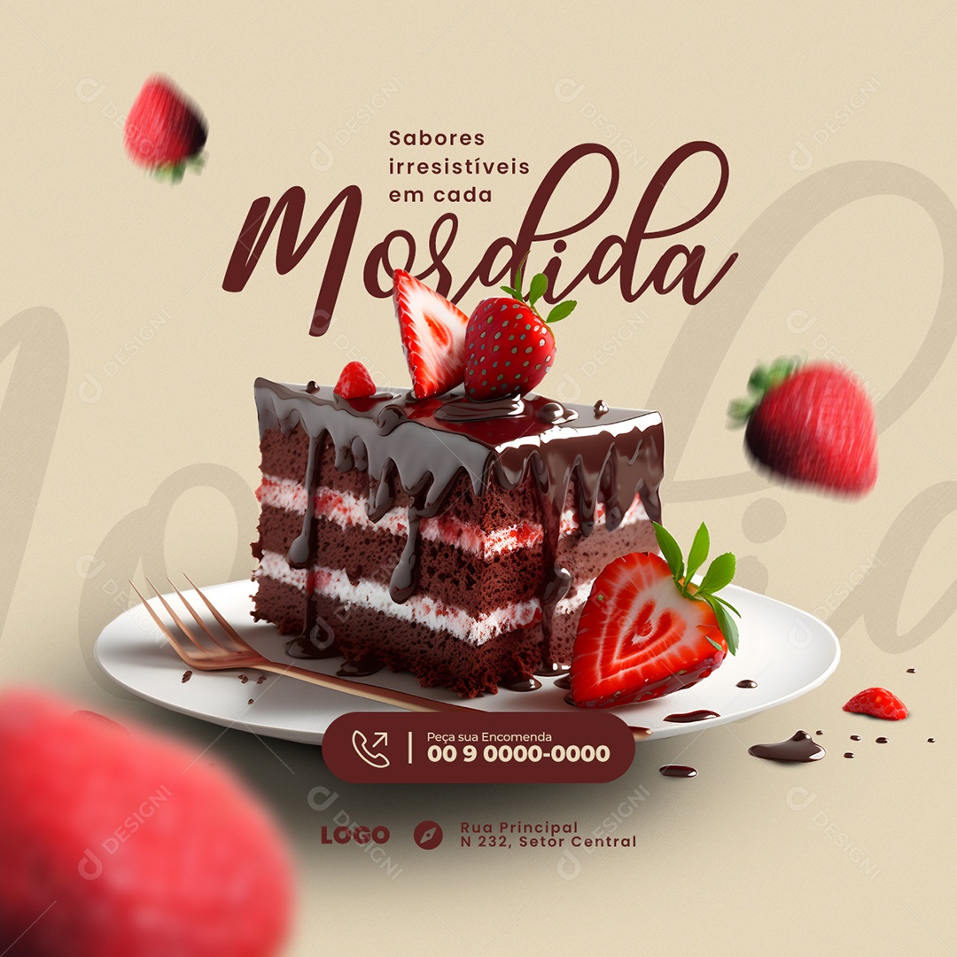 Sabores Irresistíveis Mordida Boleira Social Media PSD Editável