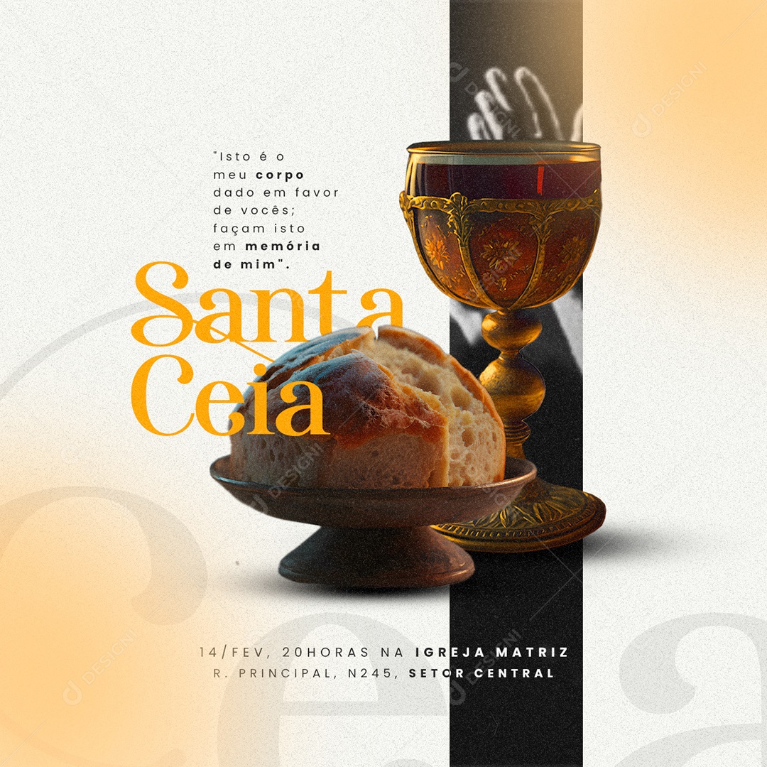 Isto é o Meu Corpo Dado Em Favor De Vocês Santa Ceia Gospel Flyer Social Media PSD Editável