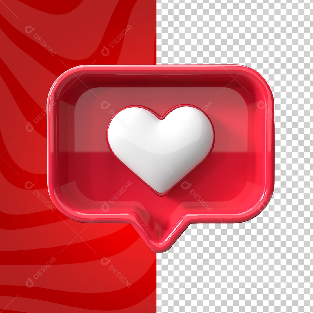 Elemento 3D Para Composição Like de Coração PSD