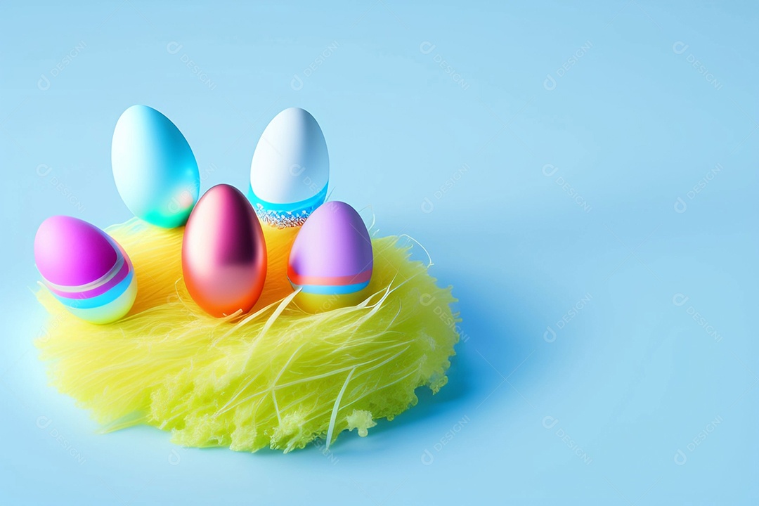 Ovos de Páscoa em fundo azul