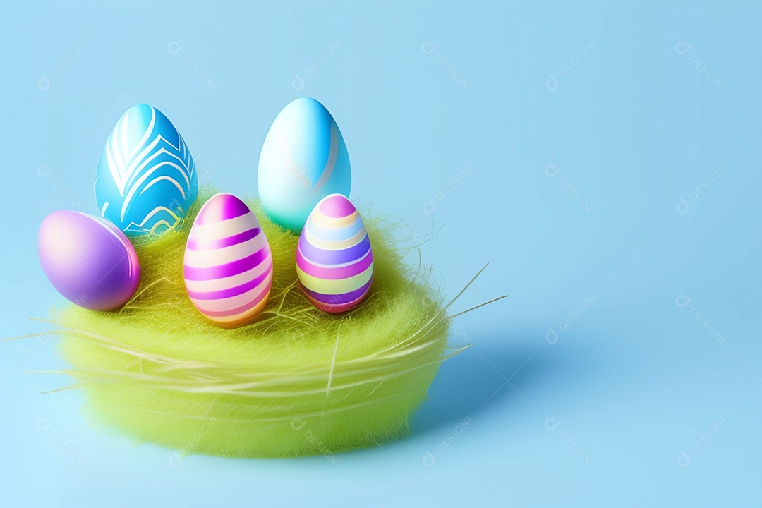 Ovos de Páscoa em fundo azul
