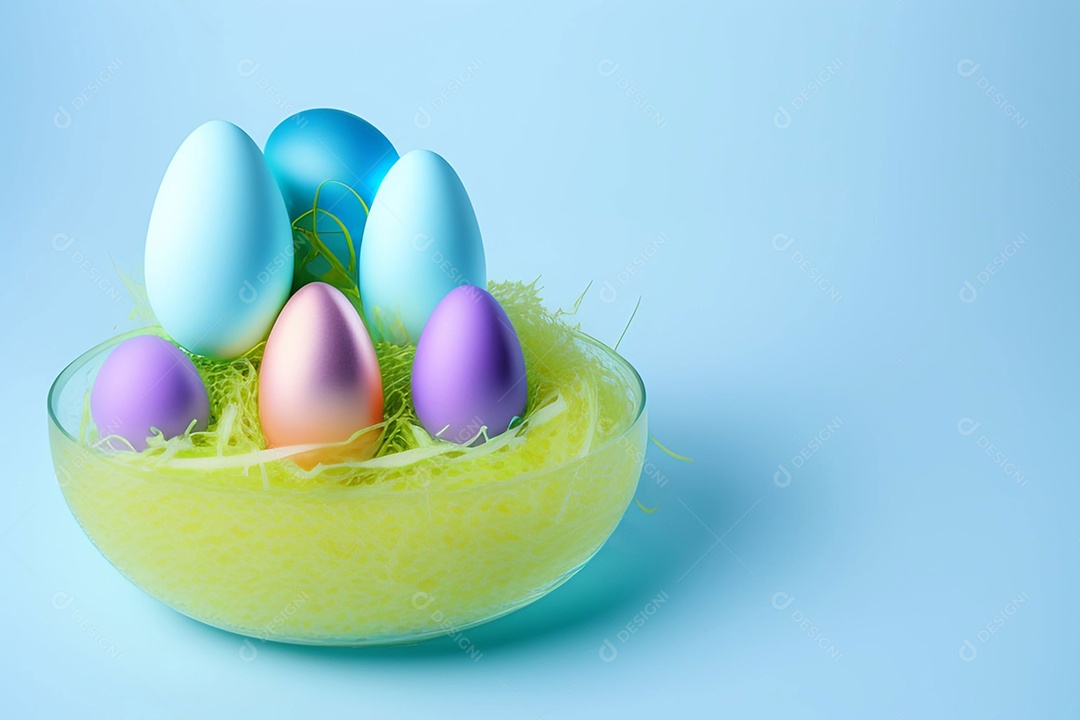 Ovos de Páscoa em fundo azul