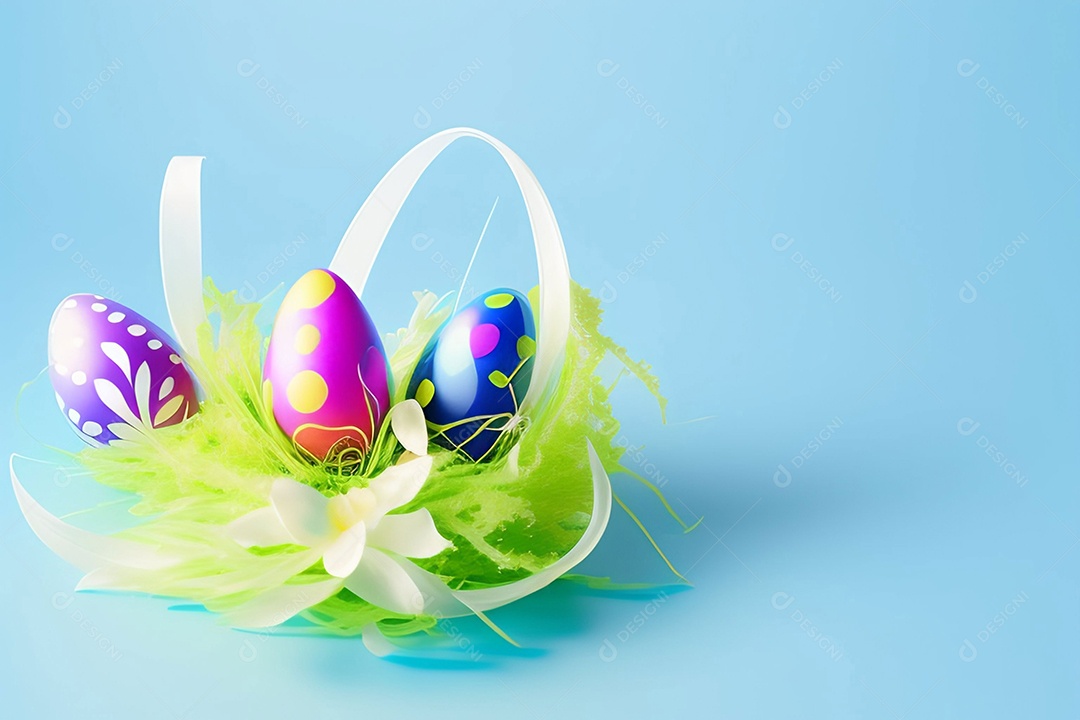 Ovos de Páscoa em fundo azul