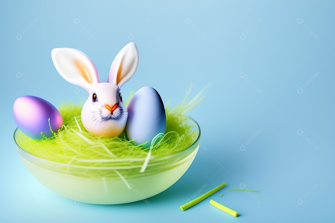 Ovos de Páscoa em fundo azul