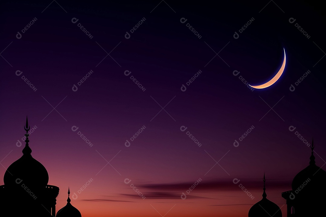 Mesquitas muçulmanas sobre céu escuro noturno