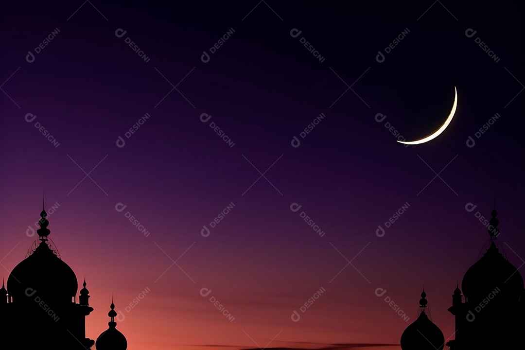 Mesquitas muçulmanas sobre céu escuro noturno