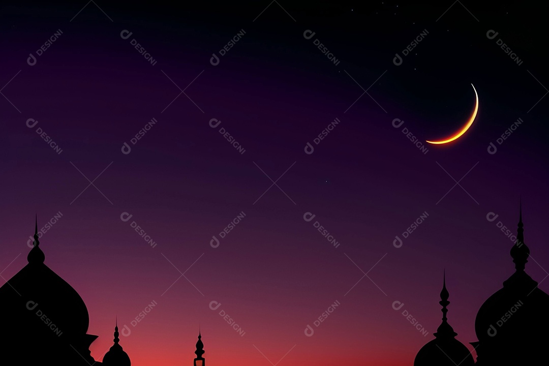 Mesquitas muçulmanas sobre céu escuro noturno