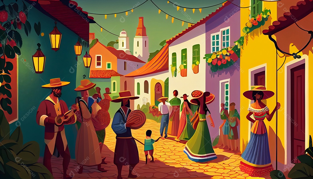 Ilustração de um festival de festa junina