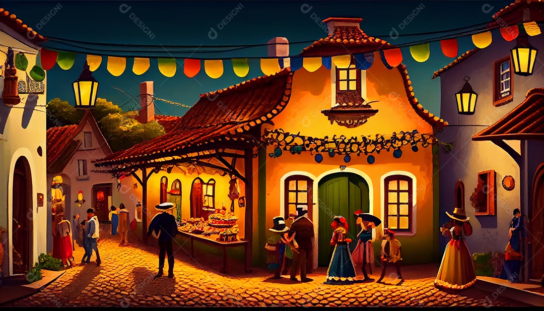 Ilustração de um festival de festa junina