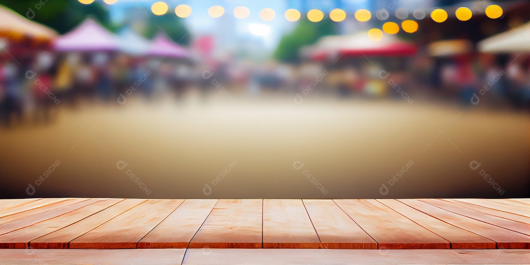 Cenário de madeira com fundo de festa junina