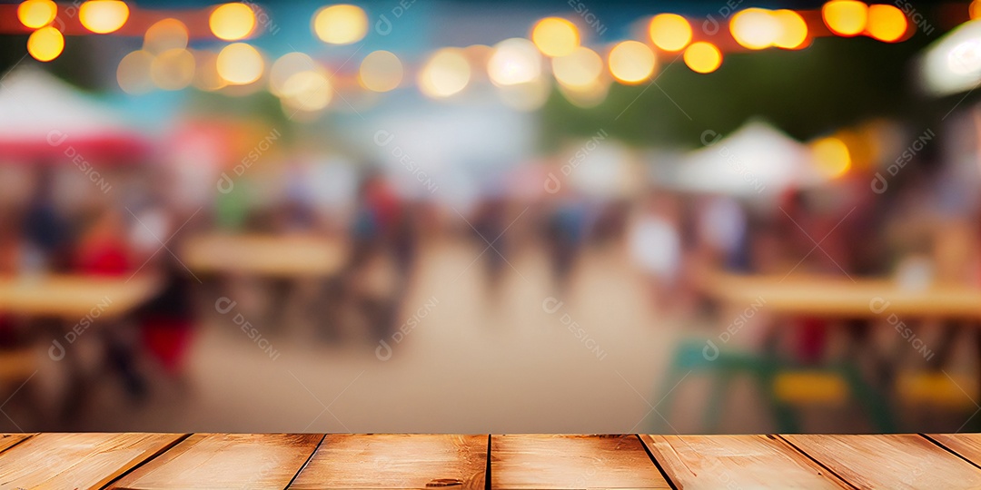Cenário de madeira com fundo de festa junina