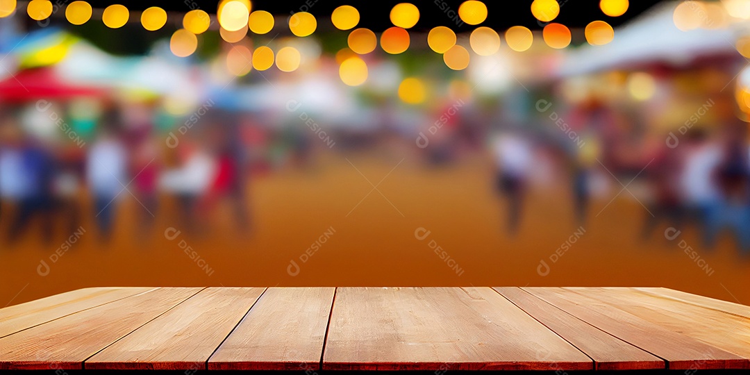 Cenário de madeira com fundo de festa junina