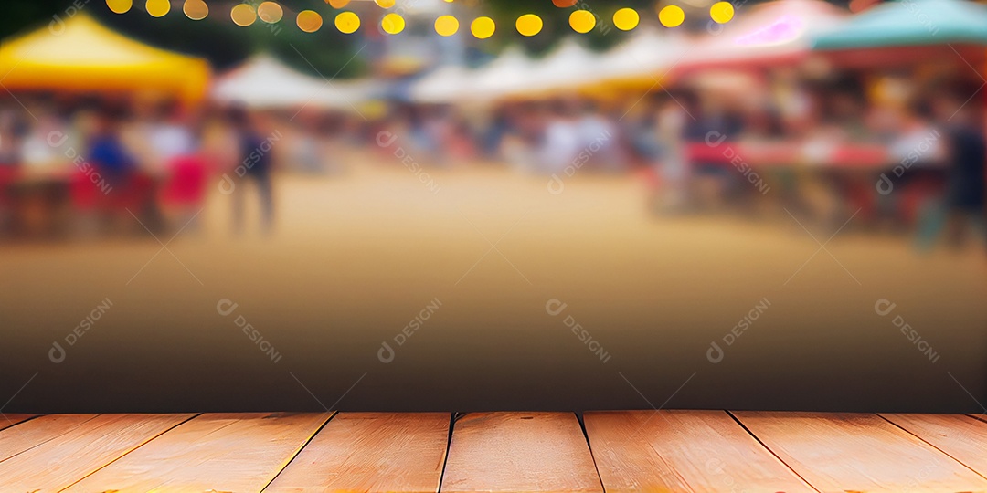 Cenário de madeira com fundo de festa junina