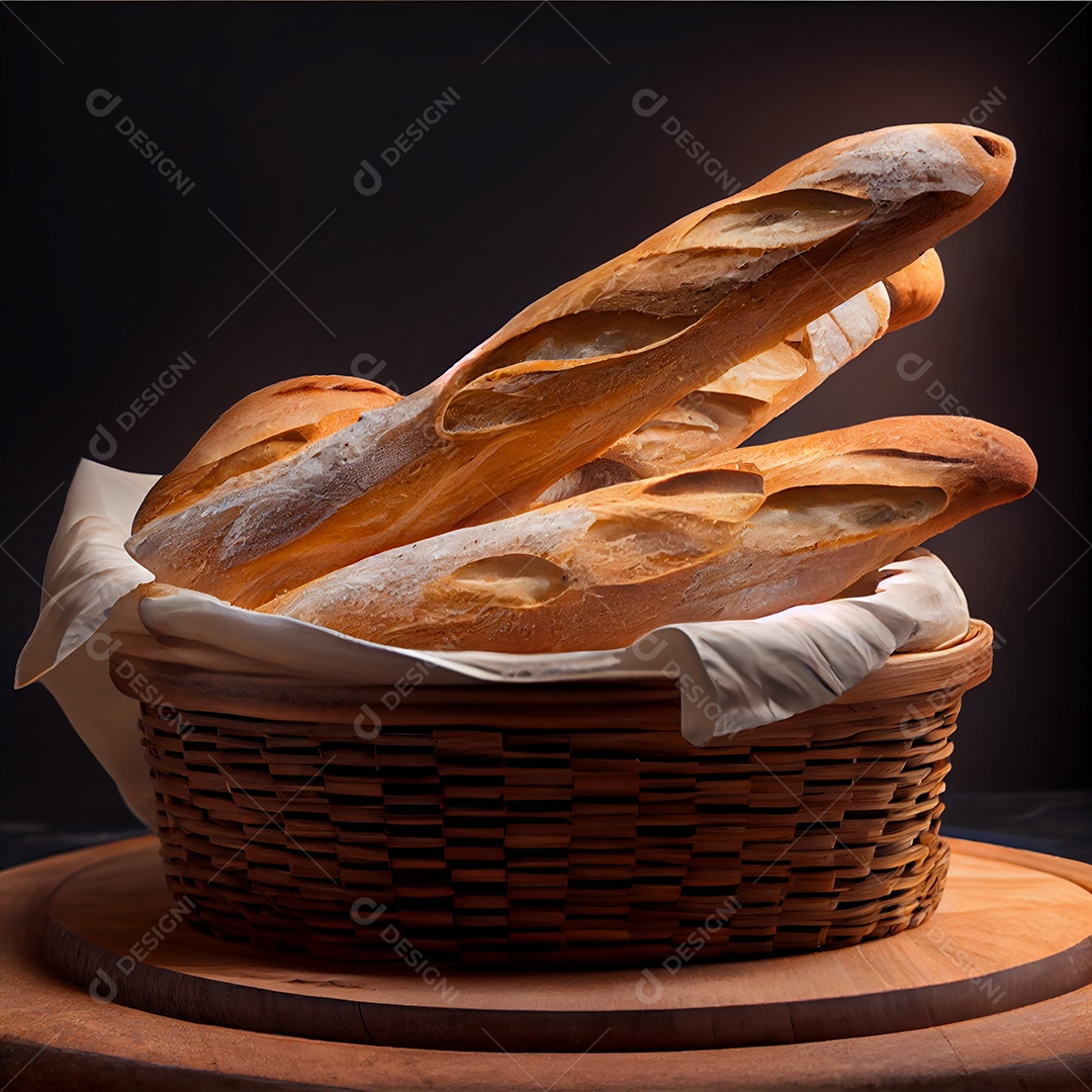 Cesta de baguettes deliciosas