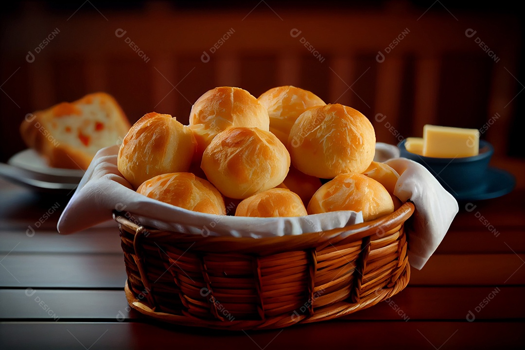 Cesta de pães de queijo