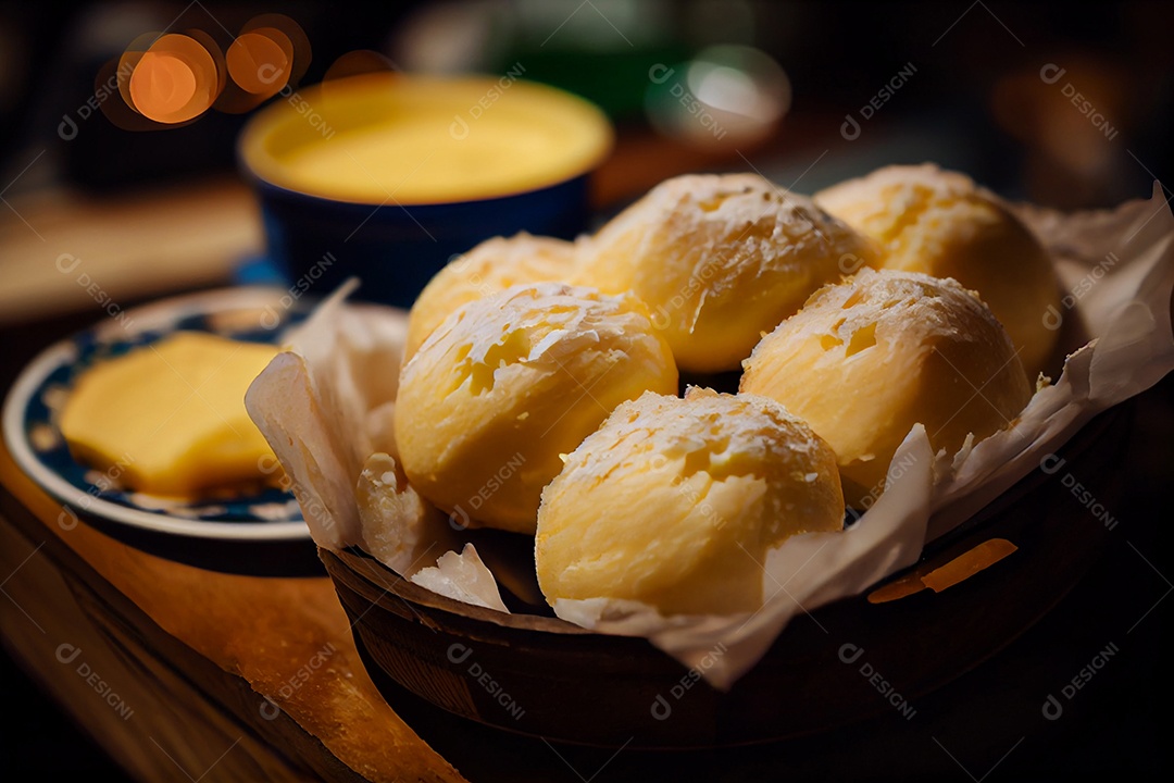 Deliciosos pães de queijo para lanche